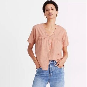 Madewell Rhyme Button-Front Top in Clipdot Size XS